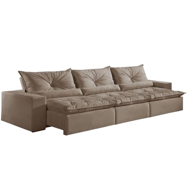 Sofá Retrátil E Reclinável 6 Lugares Capuccino 3,50m Galahad