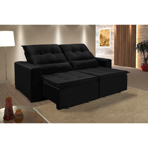 Sofá Retrátil E Reclinável 6 Lugares Chicago 3,20m Veludo Pre