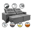 Sofá Retrátil E Reclinável 6 Lugares Chicago 3,40m Veludo Cin