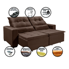 Sofá Retrátil E Reclinável 6 Lugares Chicago 3,52m Veludo Mar