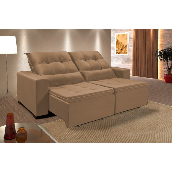 Sofá Retrátil E Reclinável 6 Lugares Chicago 3,90m Veludo Cas