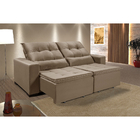 Sofá Retrátil E Reclinável 6 Lugares Chicago 4,30m Veludo Beg