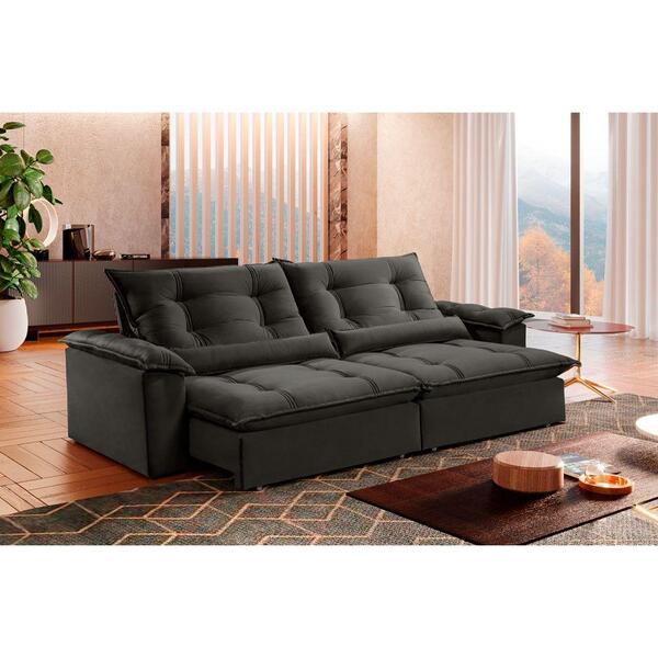 Sofá Retrátil E Reclinável Apolo 2,30m 4 Lugares Cinza