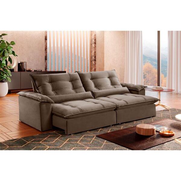 Sofá Retrátil E Reclinável Apolo 2,90m 5 Lugares Bege