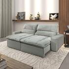 Sofá Retrátil E Reclinável Arsenal Veludo Prata Zênett Estofa