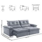 Sofá Retrátil E Reclinável Atenas 1,80m 2 Lugares Prata