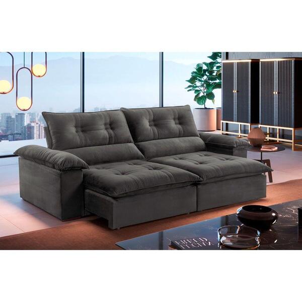 Sofá Retrátil E Reclinável Atenas 2,30m 4 Lugares Cinza