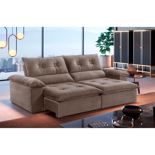 Sofá Retrátil E Reclinável Atenas 2,50m 4 Lugares Bege