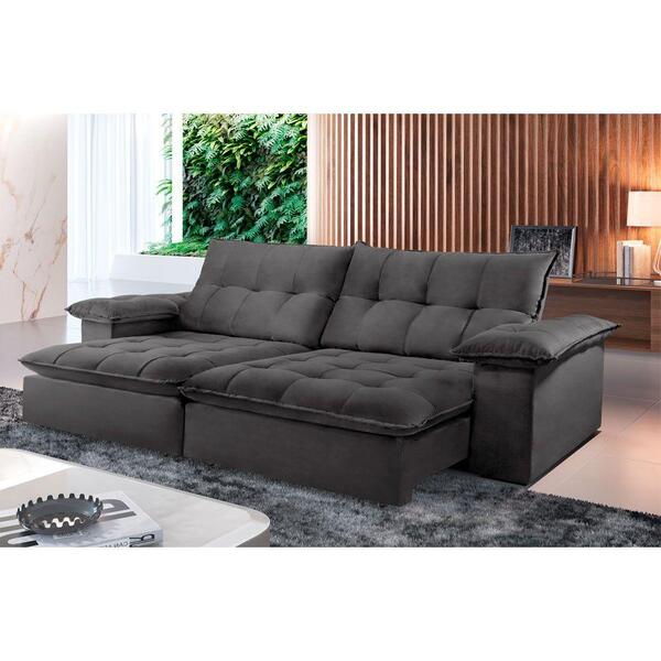 Sofá Retrátil E Reclinável Atlanta 1,80m 02 Lugares Cinza