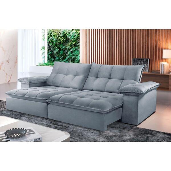 Sofá Retrátil E Reclinável Atlanta 1,80m 02 Lugares Prata