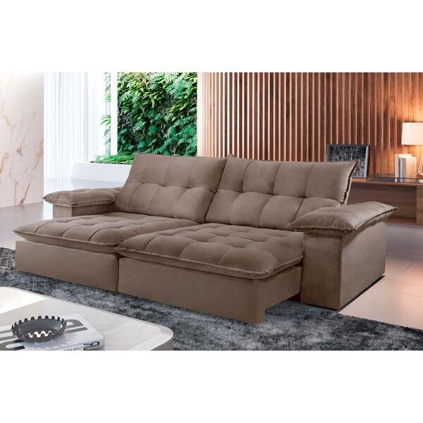 Sofá Retrátil E Reclinável Atlanta 2,50m 4 Lugares Bege