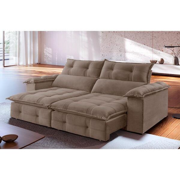 Sofá Retrátil E Reclinável Atlas 1,80m 02 Lugares Txr Bege