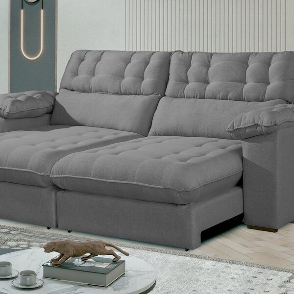 Sofá Retrátil E Reclinável Barcelona 210 Cm Veludo Com Molas