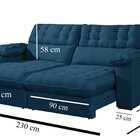 Sofá Retrátil E Reclinável Barcelona 230 Cm Veludo Com Molas