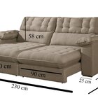 Sofá Retrátil E Reclinável Barcelona 230 Cm Veludo Com Molas