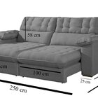 Sofá Retrátil E Reclinável Barcelona 250 Cm Veludo Com Molas