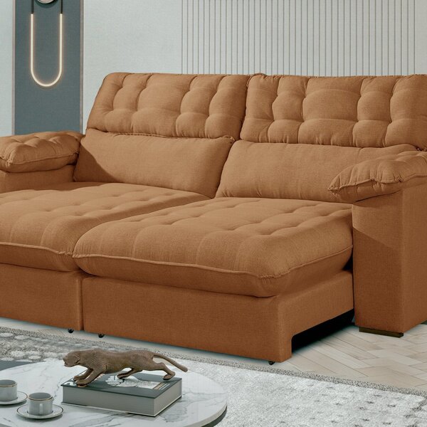 Sofá Retrátil E Reclinável Barcelona 290 Cm Veludo Com Molas