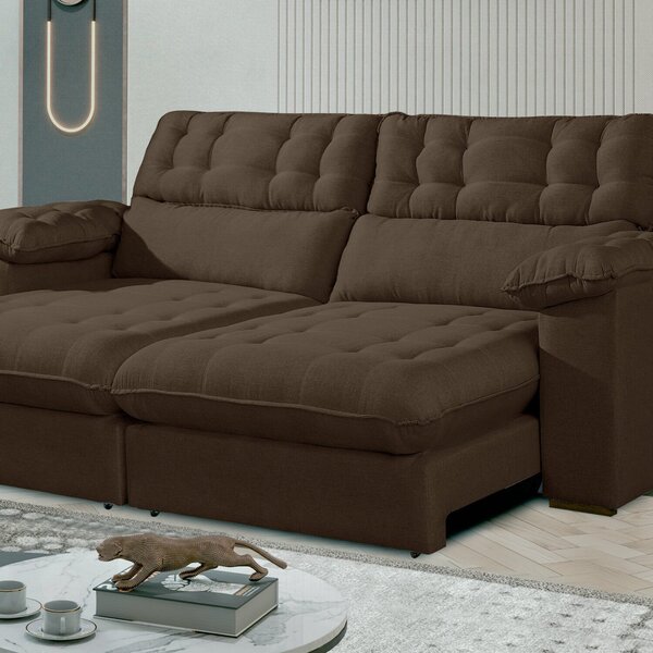 Sofá Retrátil E Reclinável Barcelona 290 Cm Veludo Com Molas