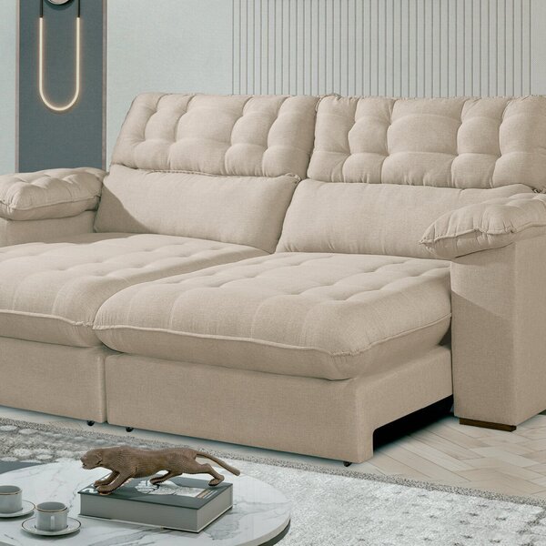 Sofá Retrátil E Reclinável Barcelona 290cm Veludo Com Molas E