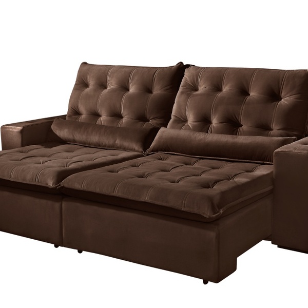 Sofá Retrátil E Reclinável Bari 2,50 Aifos Estofados Marrom