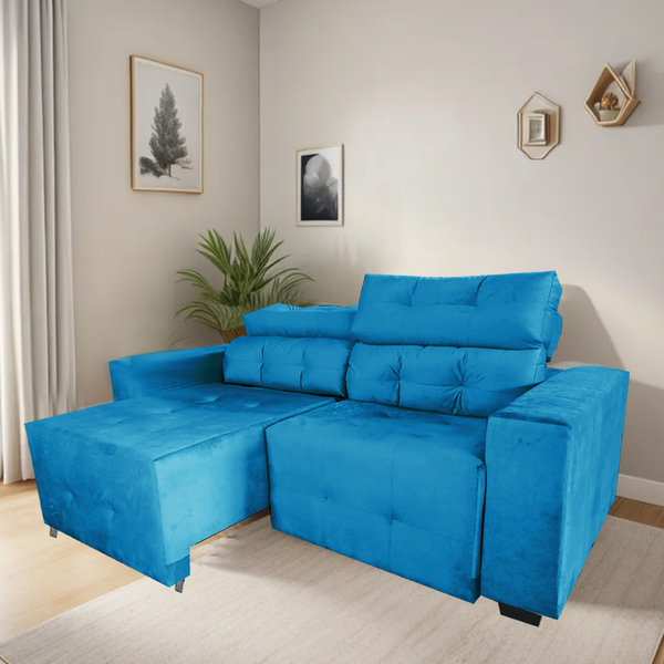 Sofá Retrátil E Reclinável Berlin Sala Quarto 2,00 Turquesa
