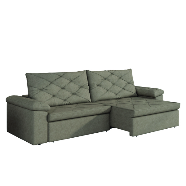 Sofá Retrátil E Reclinável Bipartido 2,90m 5 Lugares Com Mola