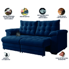 Sofá Retrátil E Reclinável Bipartido 2 Lugares 2,10m Veludo C