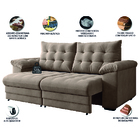 Sofá Retrátil E Reclinável Bipartido 2 Lugares 2,10m Veludo C