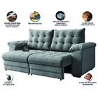 Sofá Retrátil E Reclinável Bipartido 3 Lugares 2,30m Suede Ve