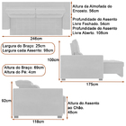Sofá Retrátil E Reclinável Bipartido 3 Lugares 246cm Israel V