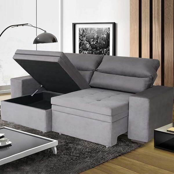 Sofá Retrátil E Reclinável C/ Baú 3 Lugares Arezzo – Amz - Ci