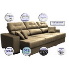 Sofá Retrátil E Reclinável Cama Inbox Diamond 2,25m Tecido Su