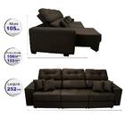 Sofá Retrátil E Reclinável Cama Inbox Diamond 2,52m Tecido Su