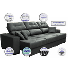 Sofá Retrátil E Reclinável Cama Inbox Diamond 2,52m Tecido Su