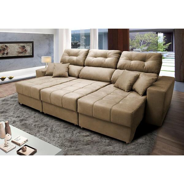 Sofá Retrátil E Reclinável Cama Inbox Diamond 2,72m Tecido Su