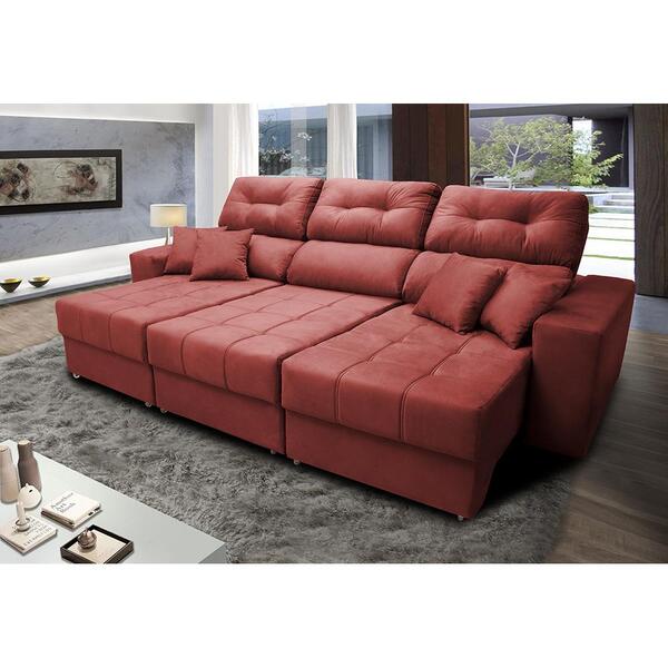 Sofá Retrátil E Reclinável Cama Inbox Diamond 2,72m Tecido Su