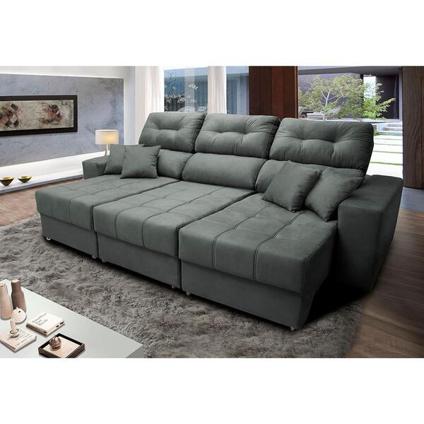 Sofá Retrátil E Reclinável Cama Inbox Diamond 2,72m Tecido Su