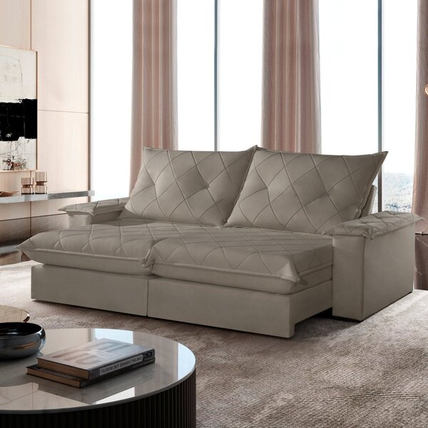 Sofá Retrátil E Reclinável Com Catraca Blindada 200cm Mônaco