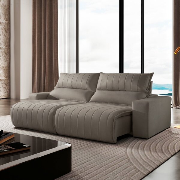 Sofá Retrátil E Reclinável Com Catraca Blindada 210cm Palermo