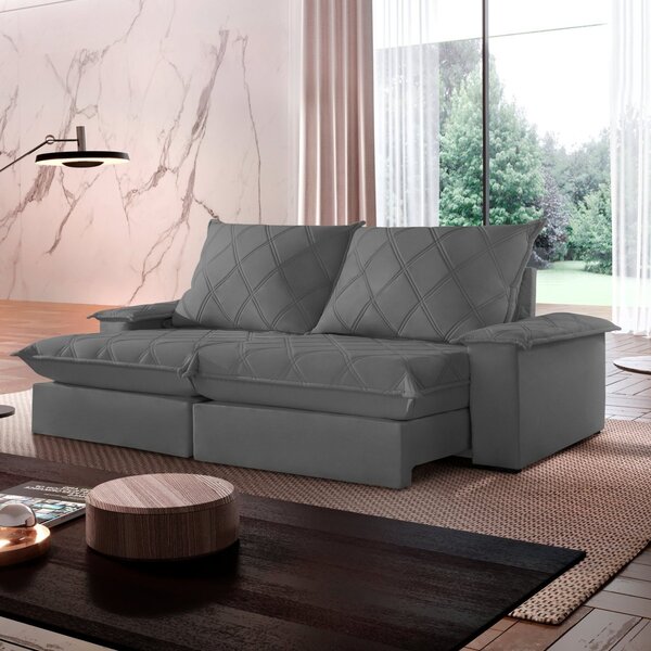 Sofá Retrátil E Reclinável Com Catraca Blindada 220cm Merlot