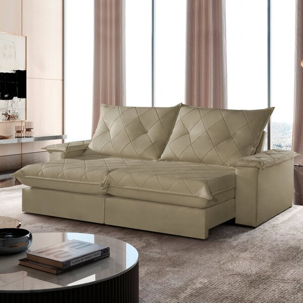 Sofá Retrátil E Reclinável Com Catraca Blindada 220cm Mônaco