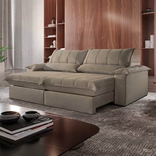 Sofá Retrátil E Reclinável Com Catraca Blindada 220cm Porto B