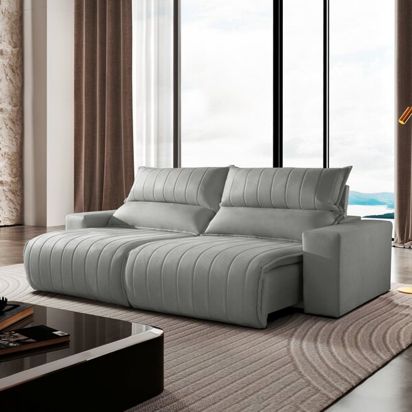 Sofá Retrátil E Reclinável Com Catraca Blindada 230cm Palermo