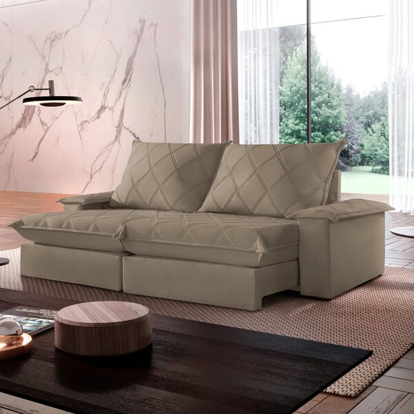 Sofá Retrátil E Reclinável Com Catraca Blindada 240cm Merlot