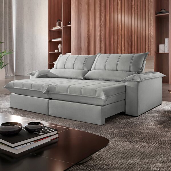 Sofá Retrátil E Reclinável Com Catraca Blindada 240cm Porto B