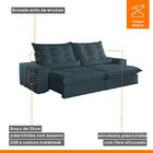 Sofá Retrátil E Reclinável Com Catraca Blindada 250cm Dubai E