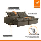 Sofá Retrátil E Reclinável Com Catraca Blindada 250cm Montano