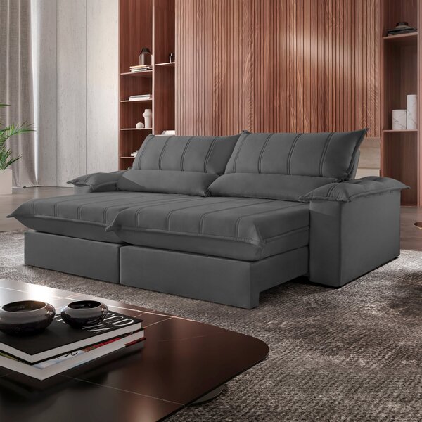 Sofá Retrátil E Reclinável Com Catraca Blindada 280cm Porto B