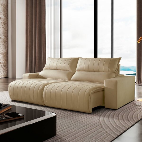 Sofá Retrátil E Reclinável Com Catraca Blindada 290cm Palermo