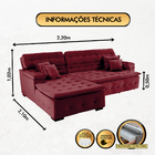 Sofá Retrátil E Reclinável Com Chaise Orlando 2.20x2.10m- Sof